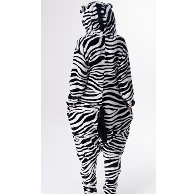 Toys & Hobbies Cosplay & Costumes | Adults Kigurumi Pajamas Zebra Animal Onesie Pajamas Flannel Toison Black / White Cosplay For