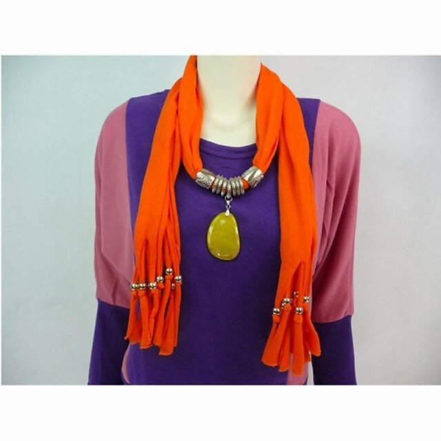  Poliester bumbac Orange Piatra pandantiv colier Scarf