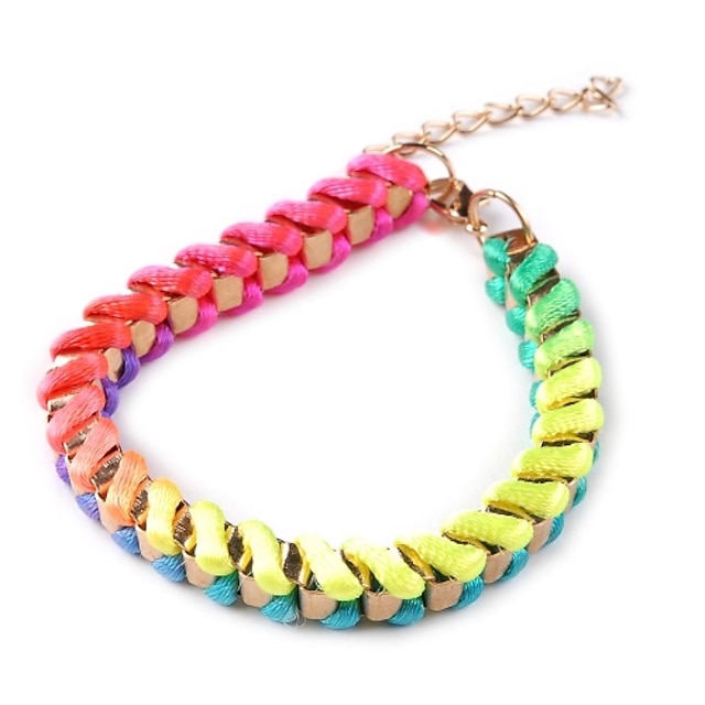  Vrouwen Glitter Fluorescentie Chain Twijn Rope Weave Armband