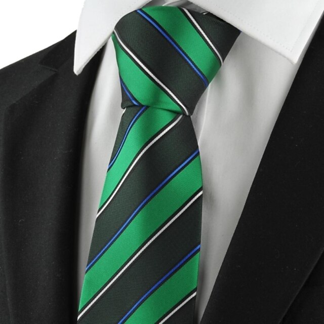  New Pruhované zelené pánské kravaty Formální oblek kravata Party pro svatební Suvenýry