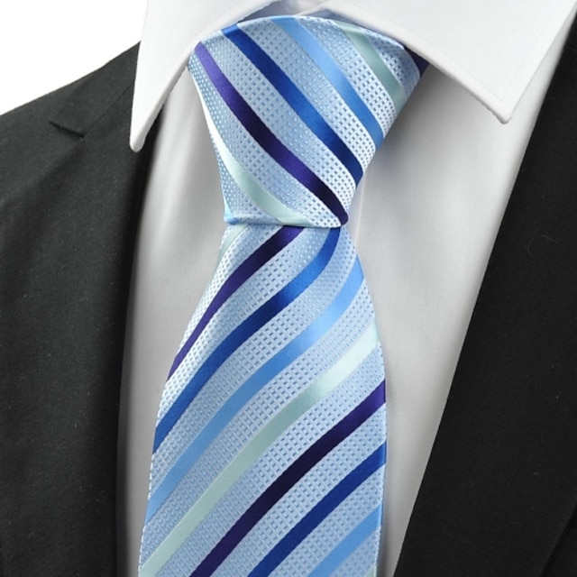  pánské jacquard pruhovaný světle modrá kravata formální # 0017