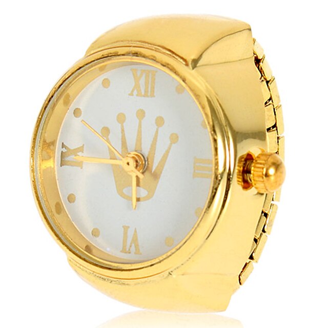 Women's Crown Pattern Gold Alloy Quartz Analog Ring Watch Cool Watches Unique Watches