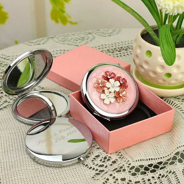  Εξατομικευμένη δώρων Ρίγη Style ροζ Chrome Compact Mirror