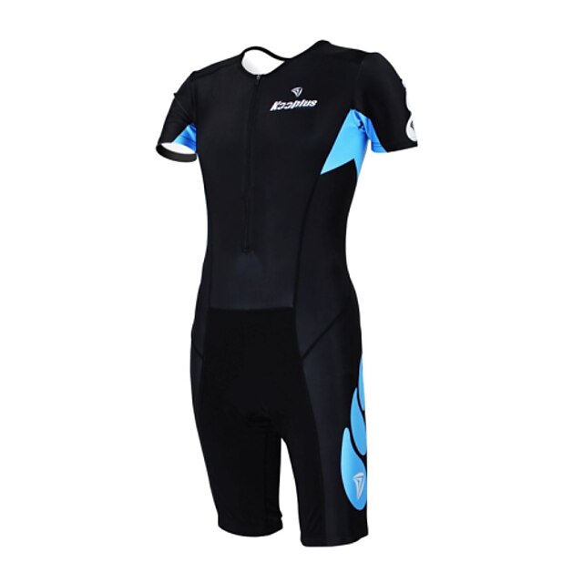  Kooplus Men's Women's Unisex Short Sleeve Triathlon Tri Suit Patchwork Letter & Number Bike Coverall Clothing Suit, Breathable Quick Dry Polyester