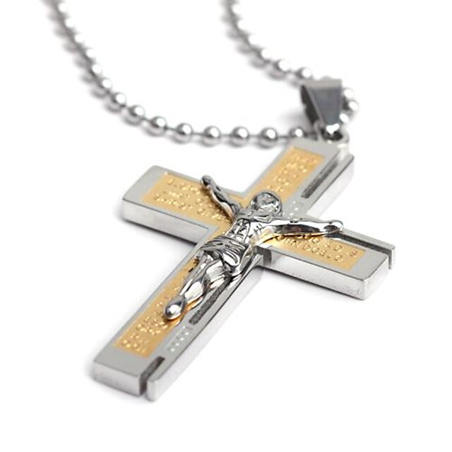  Men's Pendant Necklace Cross Ladies Classic Christ Stainless Steel Titanium Steel Golden Gold / Silver Necklace Jewelry For Party Gift Daily Casual Sports