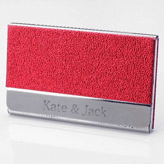  Personalized Red Metal Engraved Business Card Holder (within 10 characters)