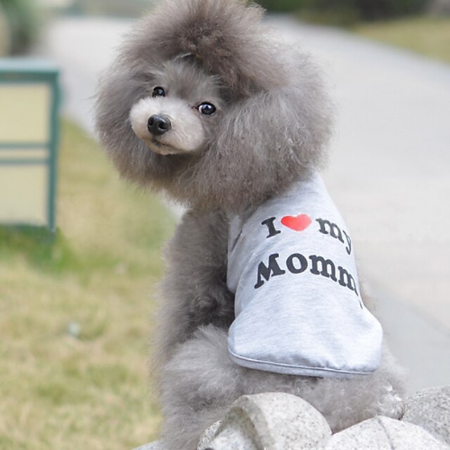  Cat Dog Shirt / T-Shirt Puppy Clothes Heart Birthday Casual / Daily Birthday Dog Clothes Puppy Clothes Dog Outfits Breathable Gray Costume for Girl and Boy Dog Cotton XS S M L XL