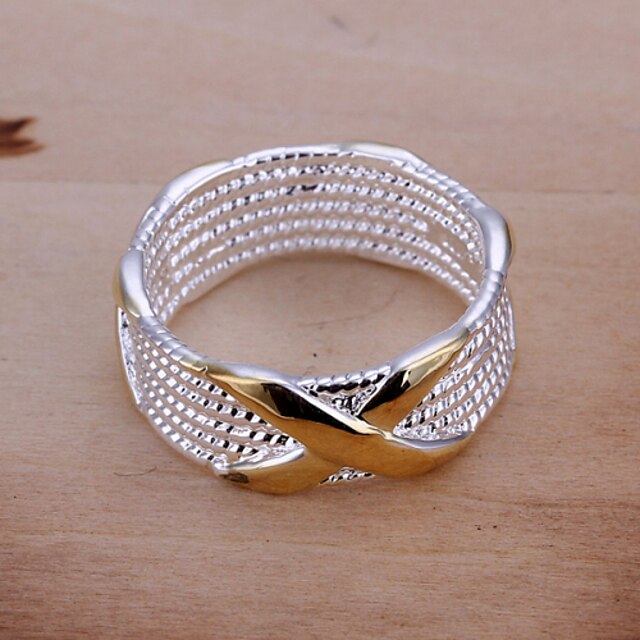  Band Ring X Ring Golden Silver Plated Ladies European 6 7 8 9 / Statement Ring / Women's