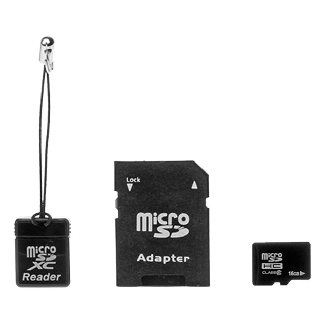  16GB Class 6 MicroSDHC TF Card with SD SDHC Adapter and USB Card Reader