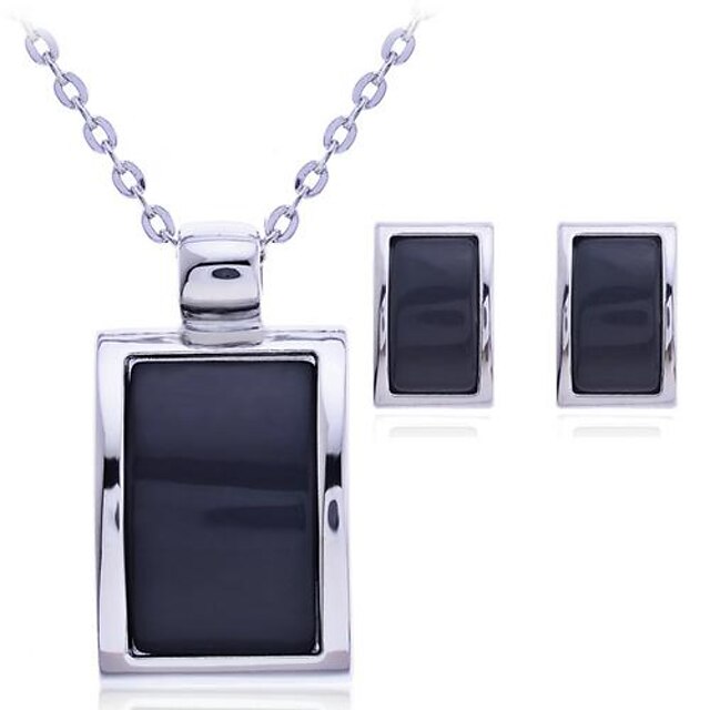  Lureme®Simple Square Earrings and Necklace Jewelry Set\ \ Lureme Simple Square Earrings and Necklace Jewelry Set\ 