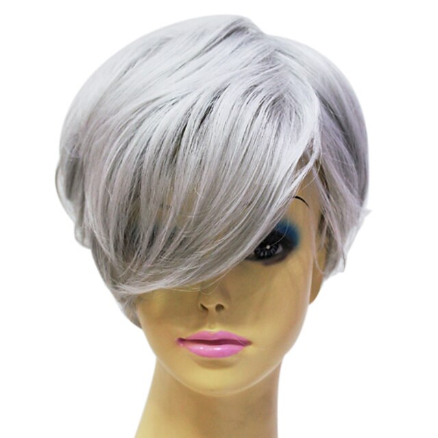  Synthetic Wig Straight Straight Wig Grey Synthetic Hair Women's Gray