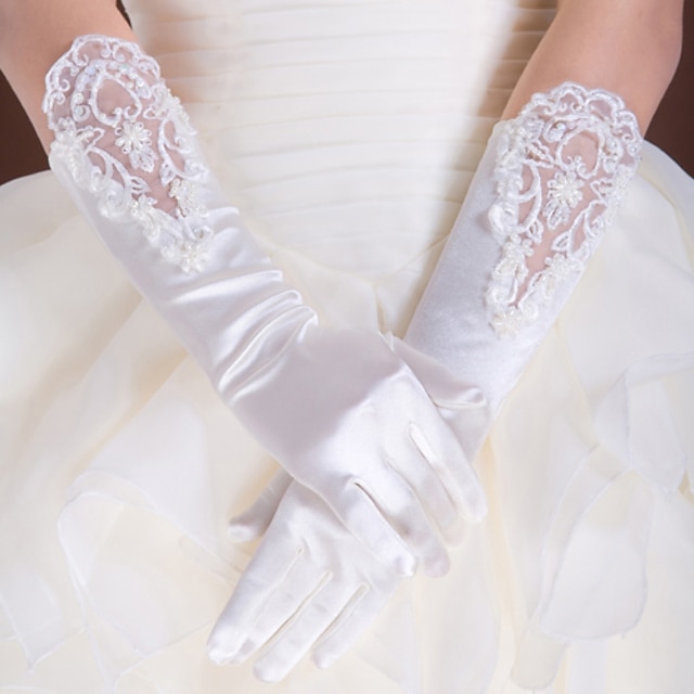  Kant / Satijn / Polyester Ellebooglengte Handschoen Klassiek / Bruidshandschoenen / Feest / uitgaanshandschoenen Met Effen