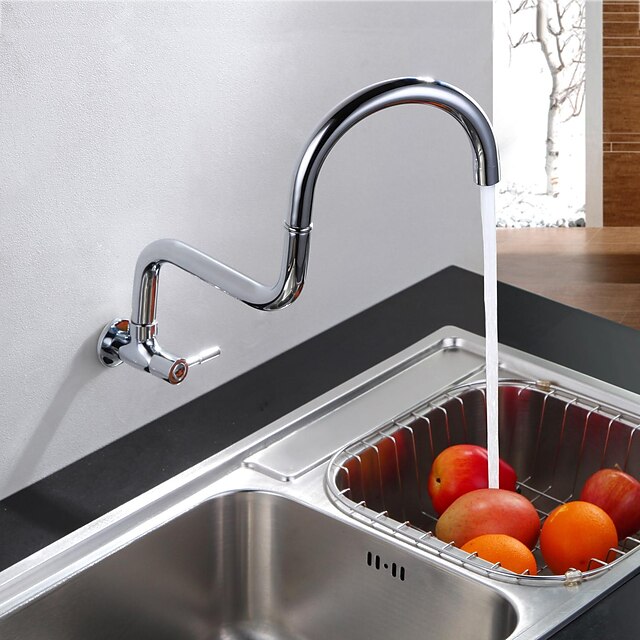  Kitchen faucet - One Hole Chrome Pot Filler Wall Mounted Contemporary / Brass / Single Handle One Hole