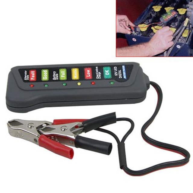  Digital Tirol 12V LED Battery Tester Alternatore con 6 Led display indica una condizione