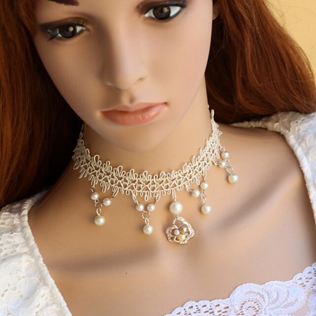  Lolita Jewelry Sweet Lolita Dress Necklace Princess White Lolita Accessories Necklace Lace For Lace Artificial Gemstones