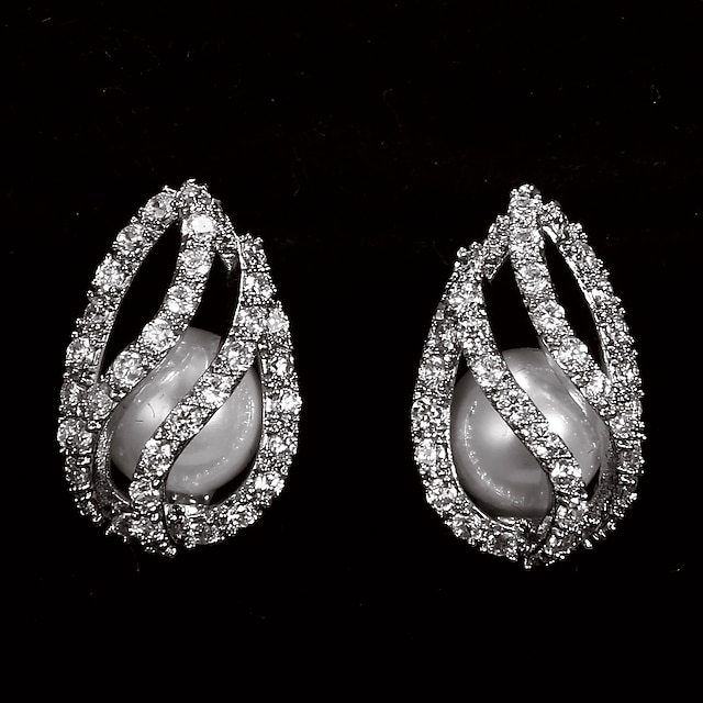  Women's Clear Ivory Cubic Zirconia Stud Earrings Classic Earrings Jewelry For Party