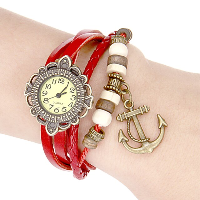  Dámské Náramkové hodinky japonština Křemenný Pravá kůže Bílá / Modrá / Červená Žhavá sleva Analogové Květina Cikánské Vintage Módní - Bílá Fialová Červená