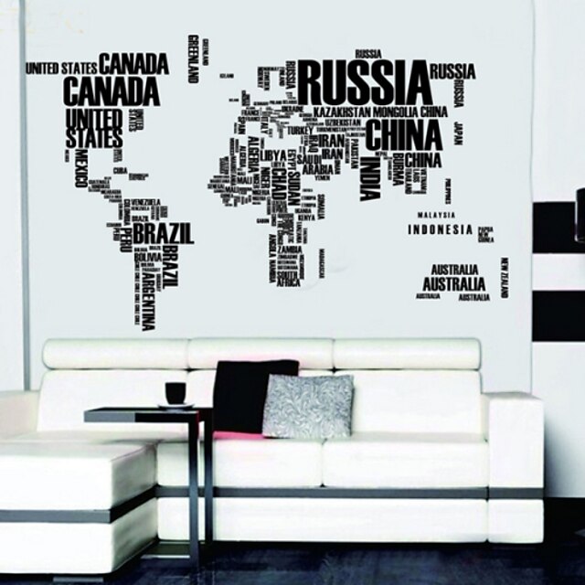  Scrisori harta lumii Wall Decals detașabile autocolante de perete
