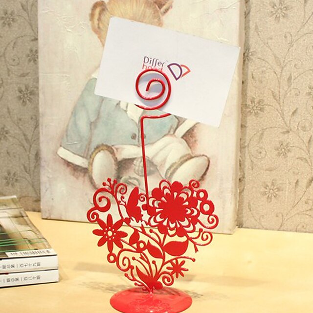  bordkort og holdere rød floral metall placecard holder