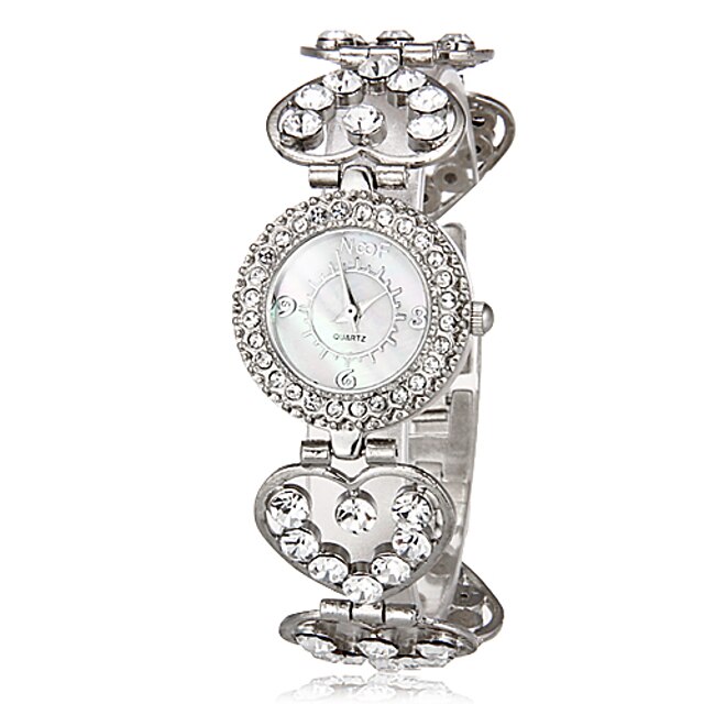  Dame Luksus Ure Armbåndsur Diamond Watch Japansk Quartz Sølv Imiteret Diamant Damer Heart Shape Afslappet