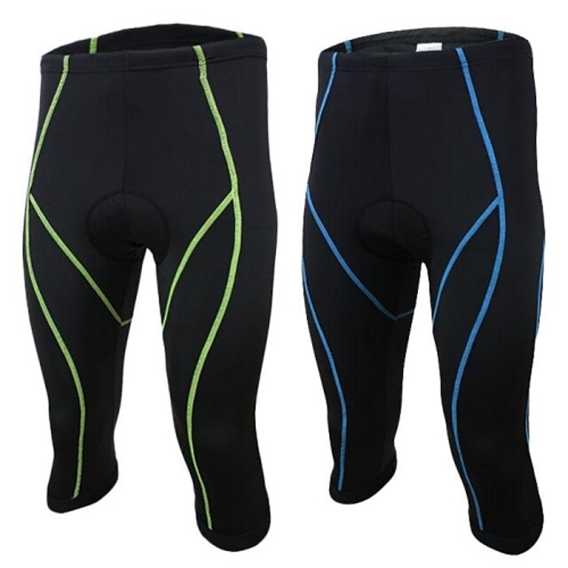  Arsuxeo Bărbați Colanți Cycling 3/4 - Verde Albastru Culoare solidă Bicicletă Dresuri Ciclism Respirabil Uscare rapidă Design Anatomic Dungi reflectorizante Înapoi de buzunar Sport Spandex Culoare