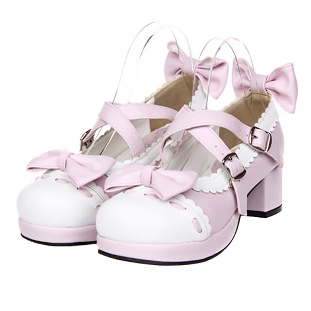  Mujer Zapatos Sweet Lolita Tacón alto Zapatos Lazo 4.5 cm Rosa Válida Cuero Sintético / Cuero de Poliuretano Traje de Halloween / Princesa