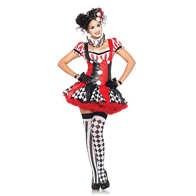  Circus Harley Quinn Pennywise Cosplay kostuum Feestkostuum Volwassenen Dames Kerstmis Halloween Carnaval Festival / Feestdagen Polyesteri Rood / geel / Geel / Rood Dames Vrouw Gemakkelijk Carnaval