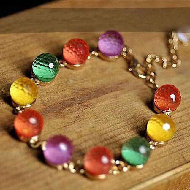  Women's Strand Bracelet Crystal Unique Design Cute Casual Candy Fashion European Beaded Link/Chain Alloy Rainbow Others Jewelry Party