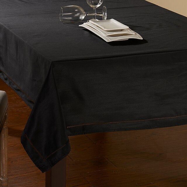  Concise Polyester Solid Black Table Cloth