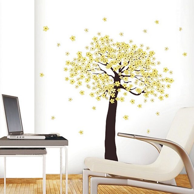  1PCS Colorful Removable Yellow Flower Tree Wall Sticker