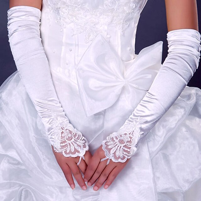  Elastic Satin / Polyester Opera Length Glove Classical / Bridal Gloves / Party / Evening Gloves With Solid