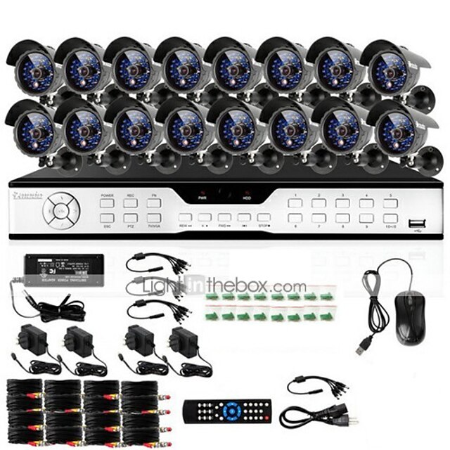  zmodo® 16 lm-kanal DVR udendørs 600TVL ccd CCTV video sikkerhed overvågningssystem