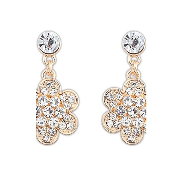  Btime Women's Fashion Flower Diamond Earrings