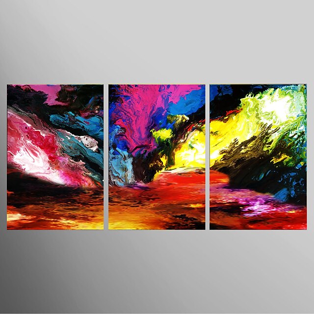  IARTS®Hand Painted Oil Painting Abstract Mount with Stretched Frame Set of 3 Ready to Hang