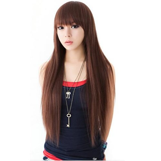  fashion hair long straight synthetic full bang wigs 3 colors available