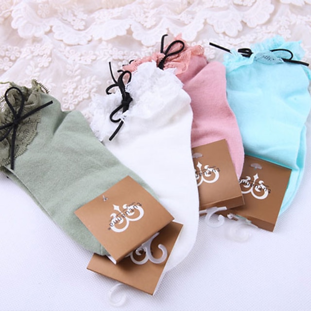  Sokken en kousen Schattig Inrijgen Dames Groen / Blauw / Roze Lolita-accessoires Kant Sokken Polyesteri Katoen Halloweenkostuums