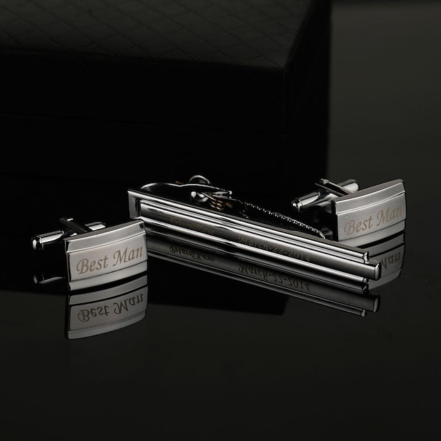  Zinc Alloy Cufflinks & Tie Clips Groom Groomsman Wedding Anniversary Birthday Business