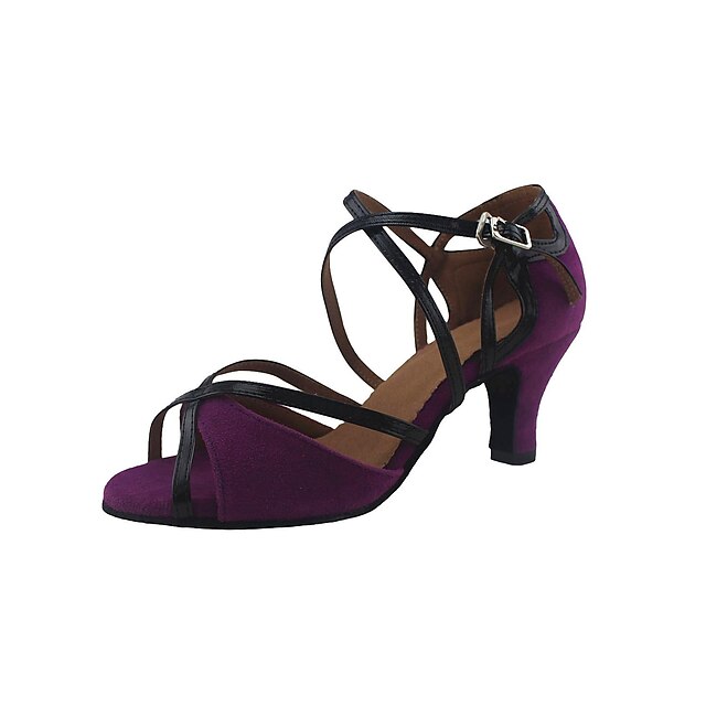  Woman‘s Purple Velvet Latin Dance Shoes Customizable