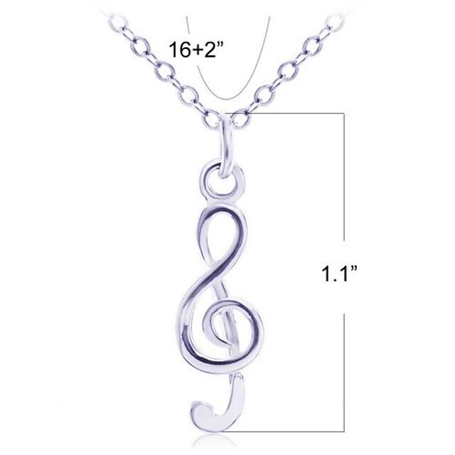  Women's Pendant Necklace Music Music Notes Silver Plated Gold Plated Silver Necklace Jewelry For Daily
