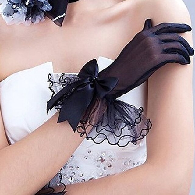  Polyester / Tulle Wrist Length Glove Classical / Bridal Gloves / Party / Evening Gloves With Solid