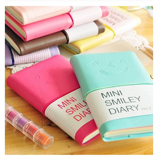  mini glimlach gezicht kleurrijke dagboek notebook (willekeurige kleur)