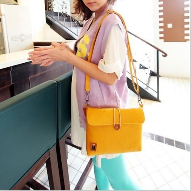  Women's Bags PU Shoulder Bag for Casual All Seasons Black Orange Yellow Brown Red