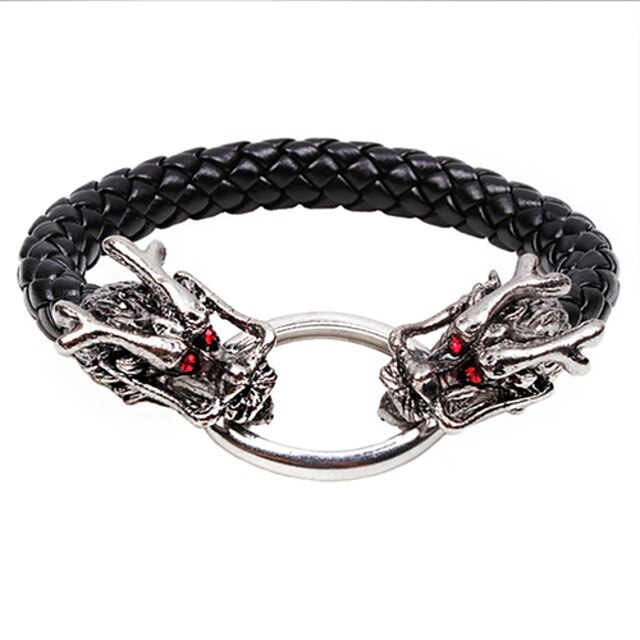  Men's Wrap Bracelet Leather Bracelet Dragon Ladies Personalized Leather Bracelet Jewelry Black For Christmas Gifts Party Daily Casual Sports