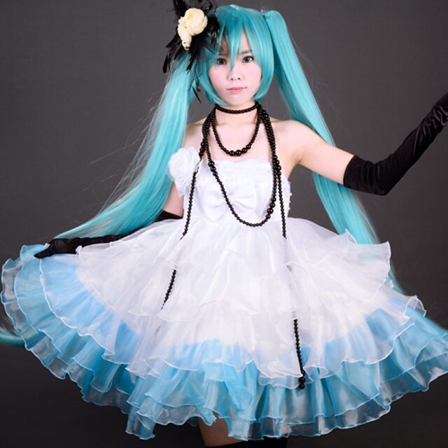  Inspirovaný Vocaloid Hatsune Miku Video Hra Cosplay kostýmy Cosplay šaty / Šaty Patchwork Šaty Rukavice Čelenka Kostýmy
