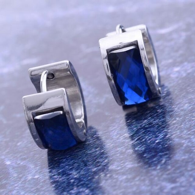  Cercei Rotunzi Cercei Huggie For Pentru femei Diamant sintetic Cadouri de Crăciun Zilnic Teak Oțel titan Diamante Artificiale Albastru