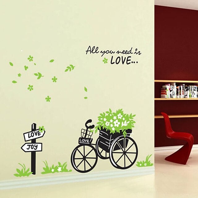  1PCS Colorful Removable Bicycle with Flower Wall Sticker