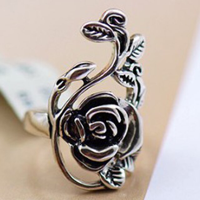  Women's Statement Ring Alloy Ladies Personalized Vintage Party Daily Jewelry Hollow Out Artisan Roses Flower