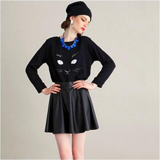  Women's Vintage Leather Pleated Mini Skirt