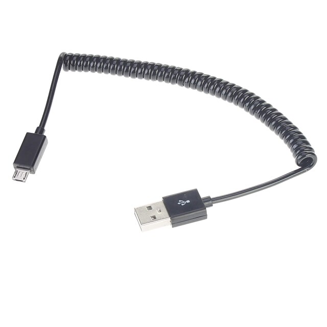  Spring Coiled USB 2.0 Male to Micro USB Data/Sync/Charger Cable(1M, Black)