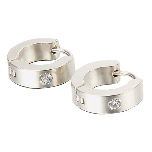   For Boyfriend Fashion Single Rhinestone Silver Titanium Steel Stud Earrings (1 Pair) Christmas Gifts